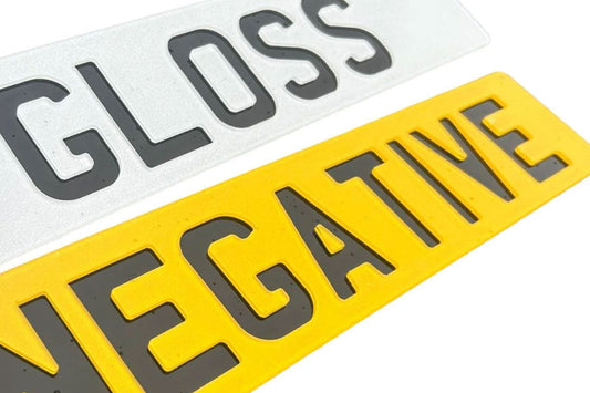 NEGATIVE Gloss Road Legal Number Plates