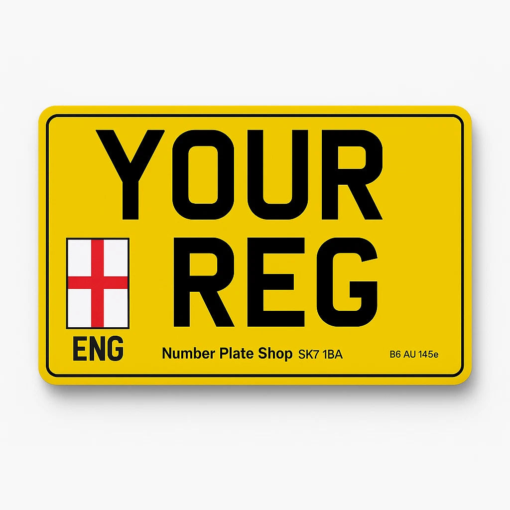11 x 8 Square Rear Yellow Number Plate English Flag