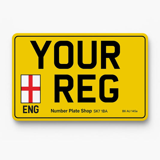 11 x 8 Square Rear Yellow Number Plate English Flag